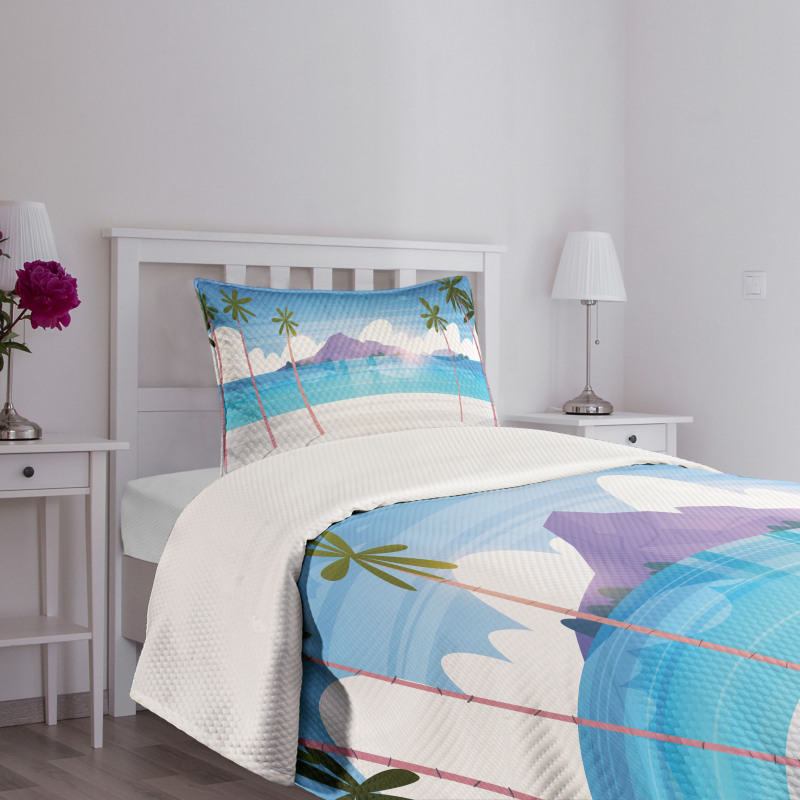 Summer Seaside with Palms Bedspread Set