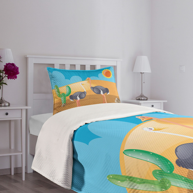 Wild Birds on Desert Cactus Bedspread Set