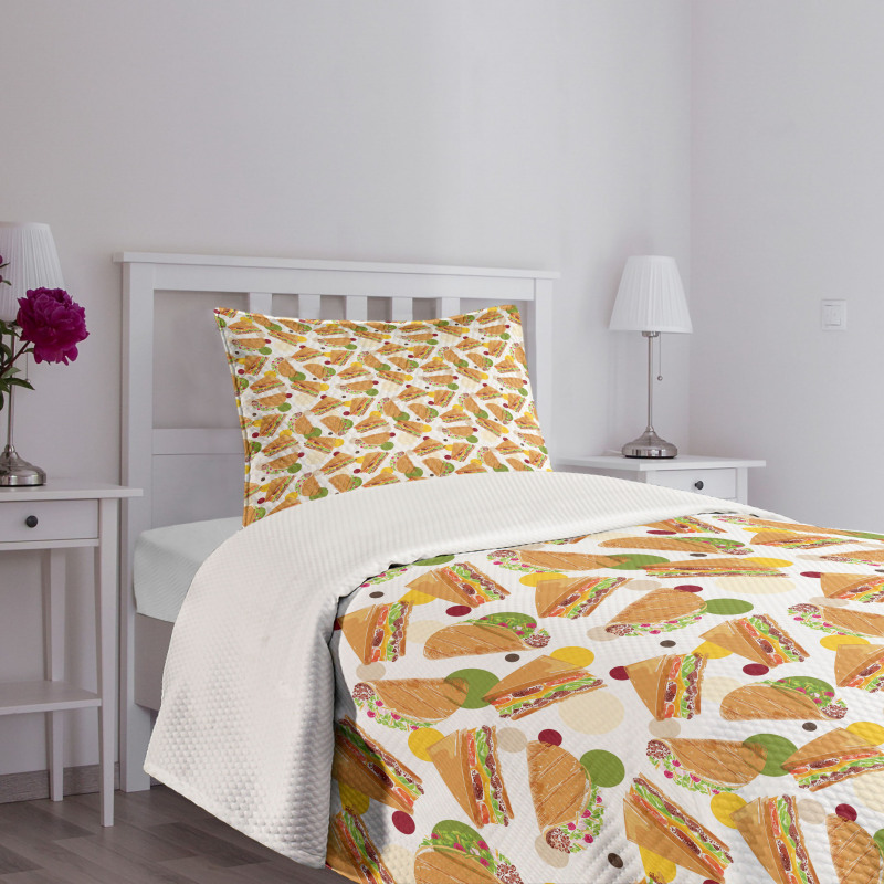 Sandwich and Taco Snacks Bedspread Set