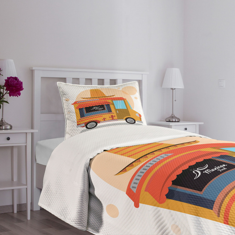 Mexican Food Delivery Truck Bedspread Set