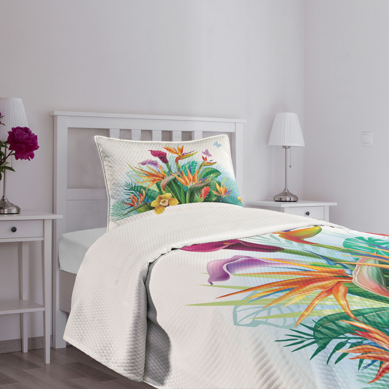 Exotic Flower Strelitzia Bedspread Set