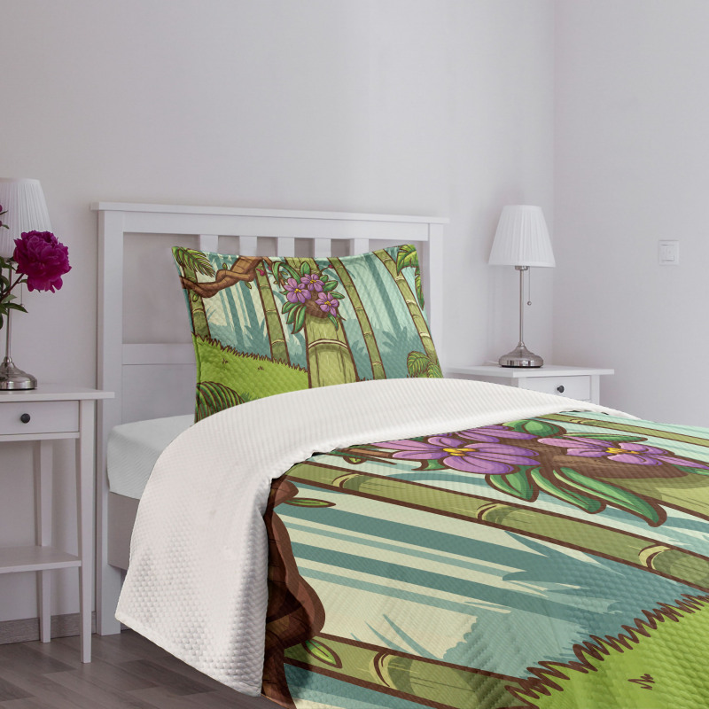 Colorful Jungle Cartoon Bedspread Set