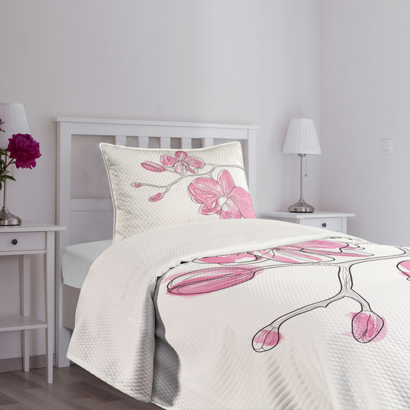 Simple Hand-drawn Flowers Bedspread Set