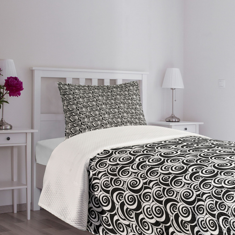 Monochrome Swirled Vortex Bedspread Set