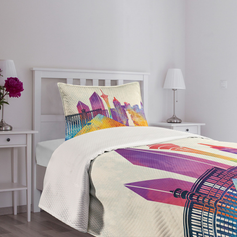 Colorful Landmarks Design Bedspread Set