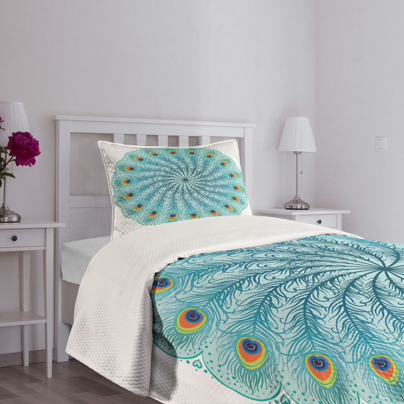 Peafowl Feathers Bedspread Set