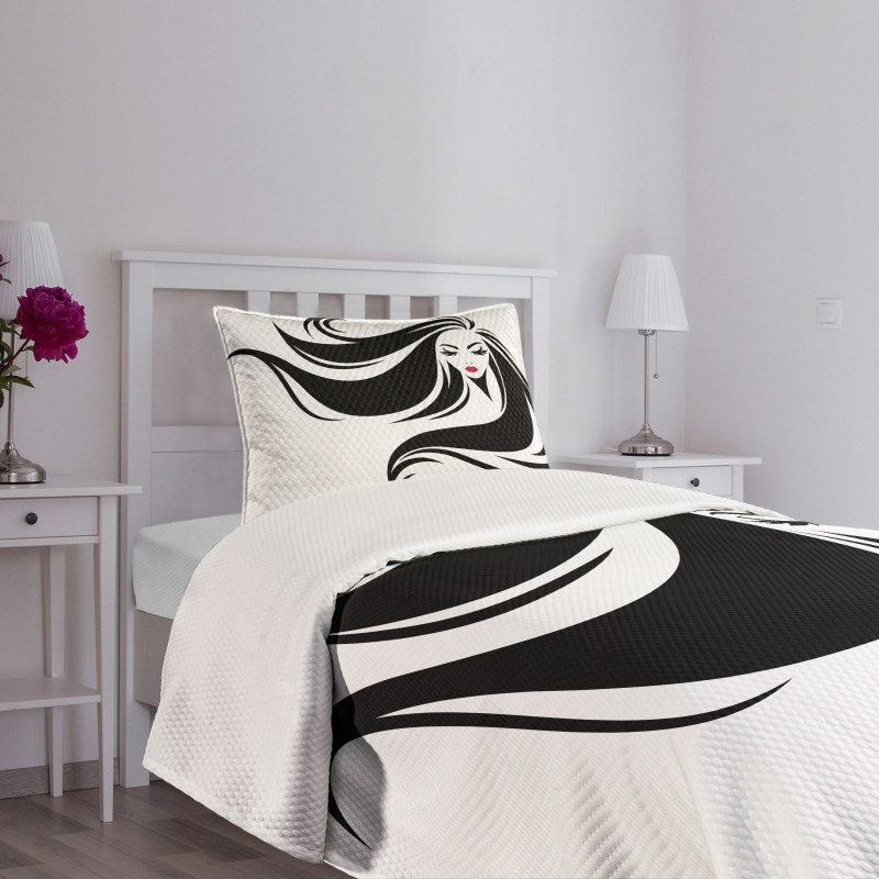 Stencil Art Woman Bedspread Set