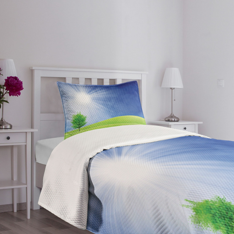 Sun Rays with Lonely Tree Bedspread Set