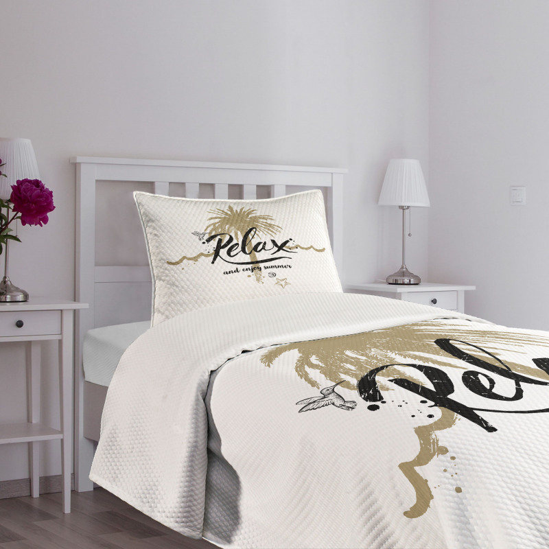 Tropical Enjoy Summer Text Bedspread Set