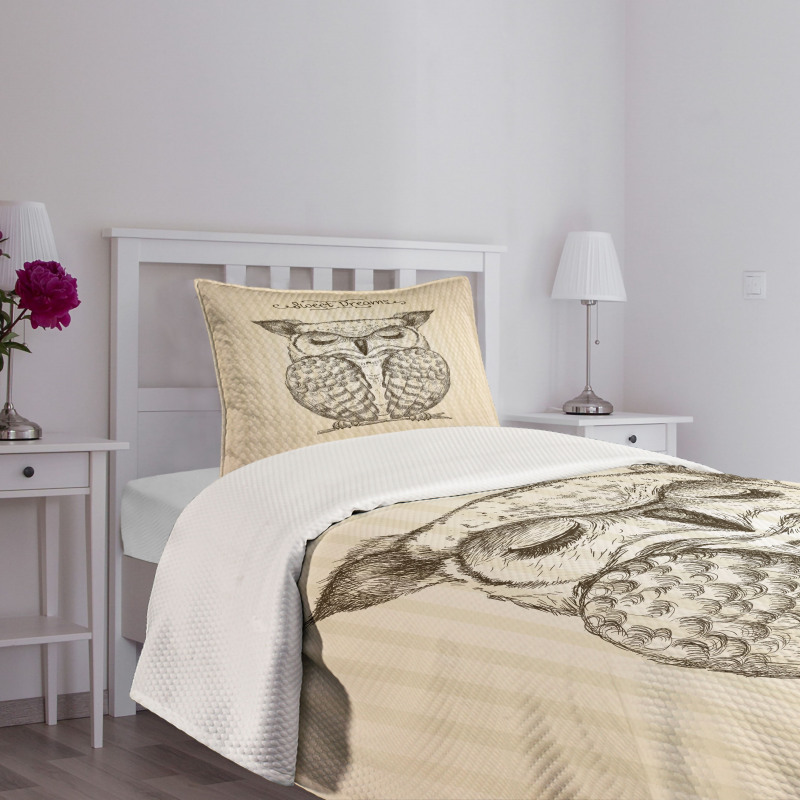 Sleeping Owl Dreams Bedspread Set