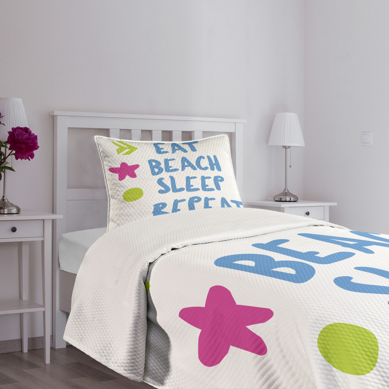 Eat Beach Sleep Repeat Text Bedspread Set