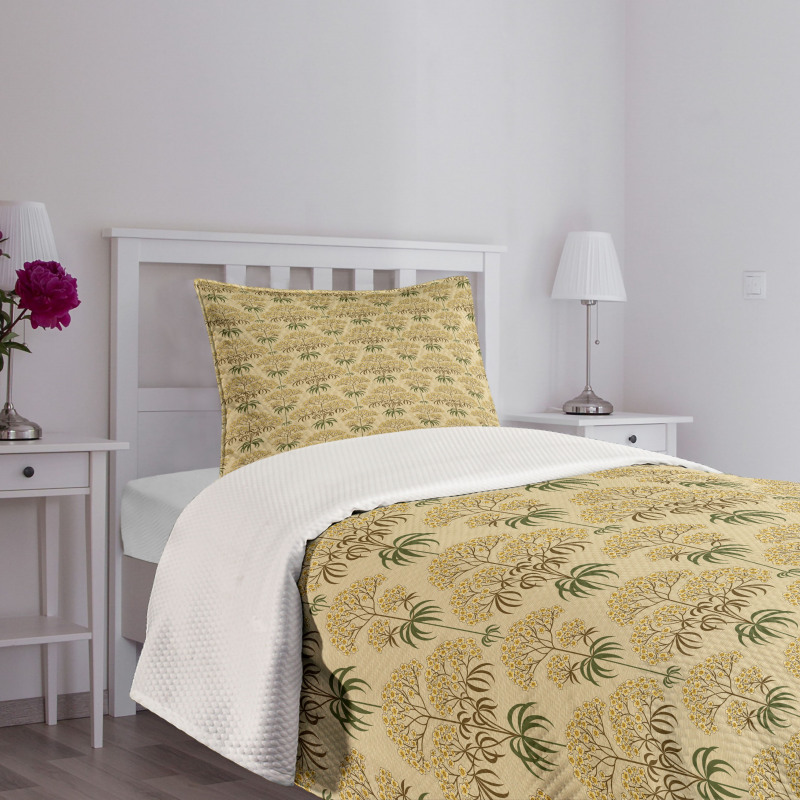 Retro Flowers and Leaves Bedspread Set