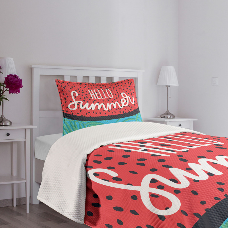 Watermelon Jungle Leaf Bedspread Set