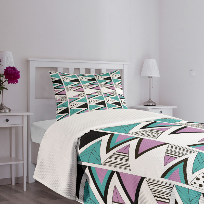 80s Memphis Zigzag Bedspread Set