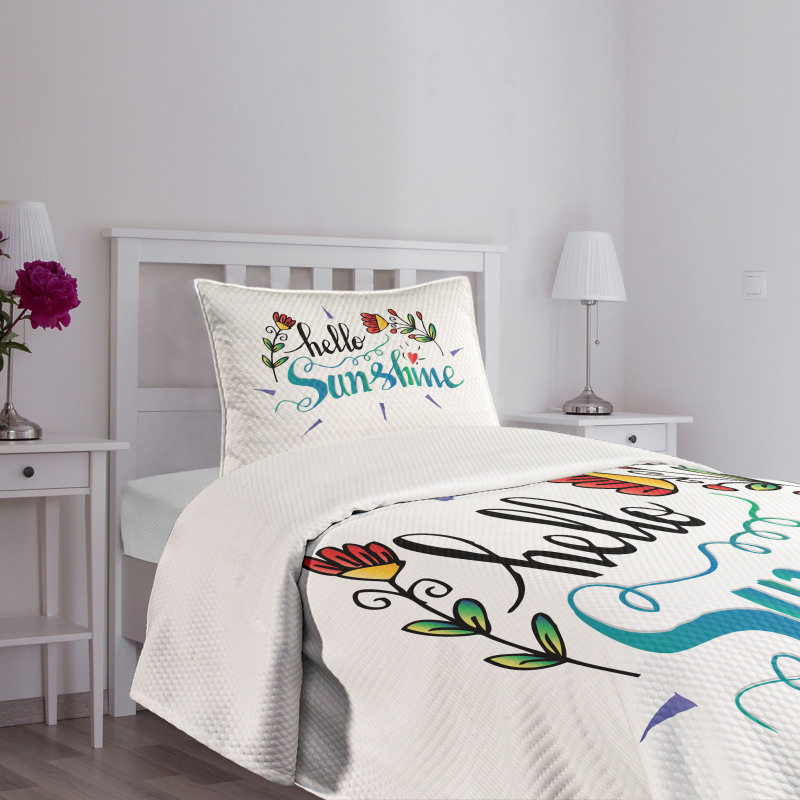 Hello Sunshine with Flower Bedspread Set