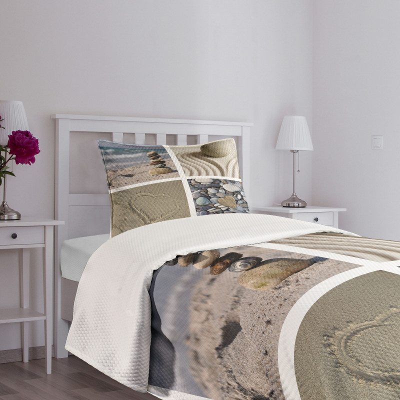 Sand and Pebbles Collage Bedspread Set
