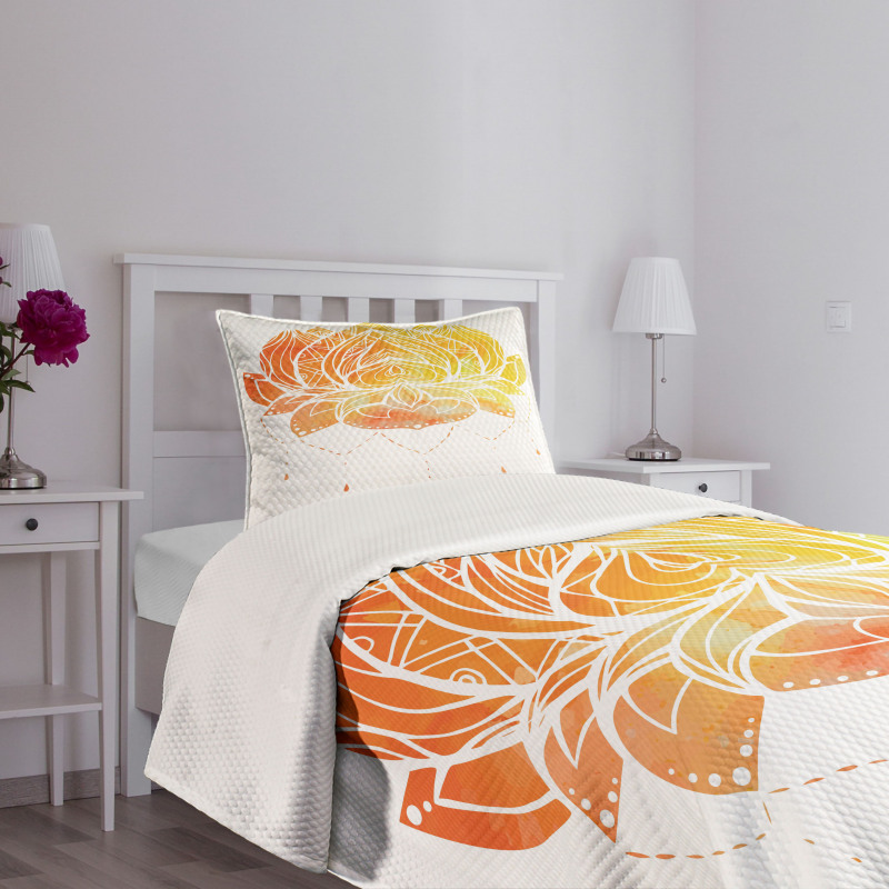 Lotus Flower in Boho Pattern Bedspread Set