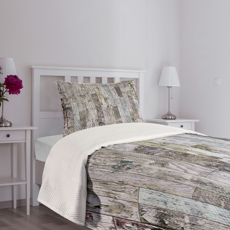 Pastel Oak Timber Boards Bedspread Set