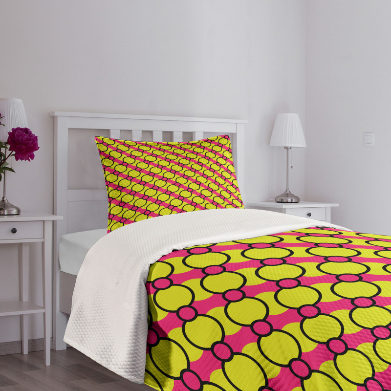 Circles in Vivid Tones Simple Bedspread Set