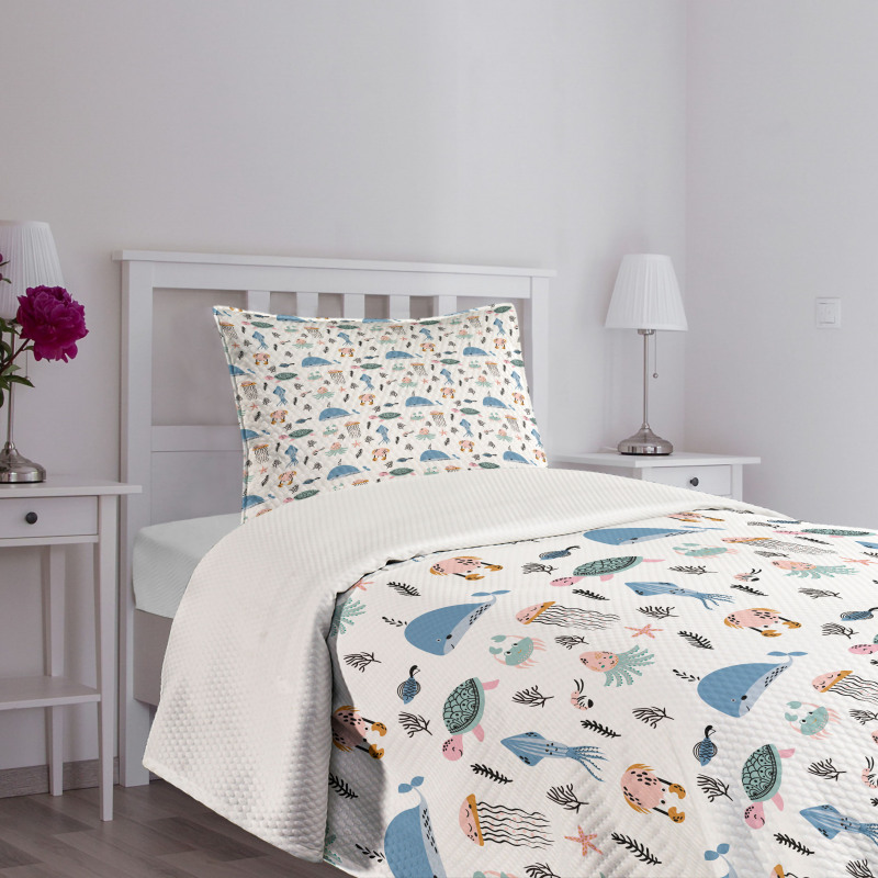 Underwater Sea Life Animal Bedspread Set