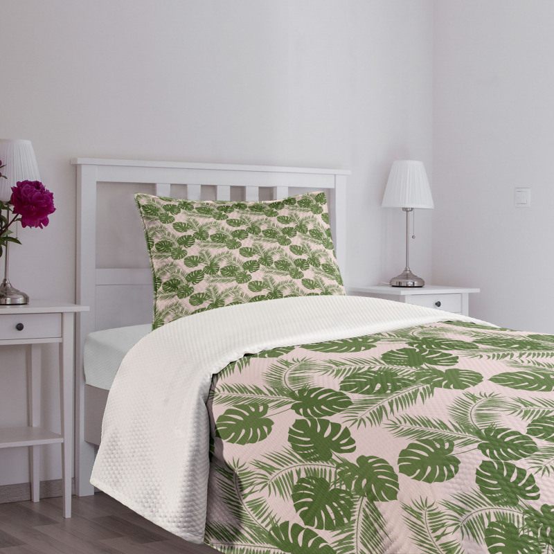 Monstera Leaf Palm Tree Bedspread Set