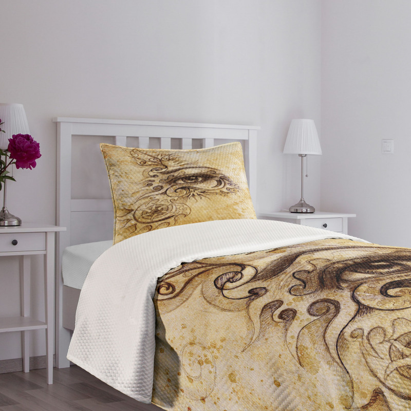 Traditional Hand Drawn Eye Bedspread Set