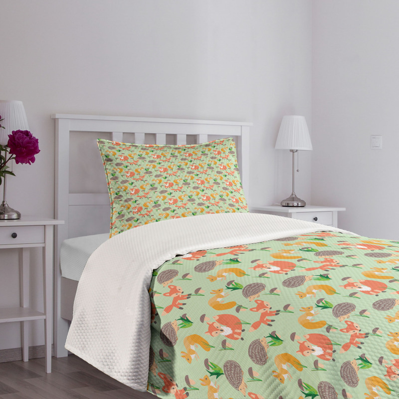 Happy Wildlife Fauna Art Bedspread Set