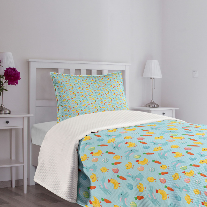 Eggs Chicks Chickens Rabbits Bedspread Set