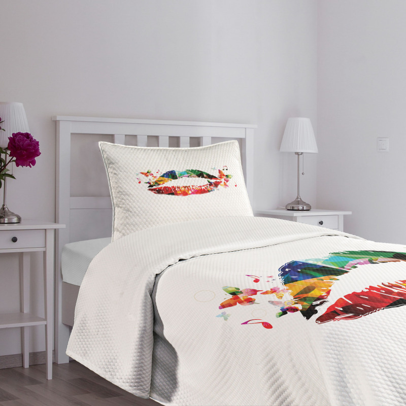 Butterfly and Music Note Bedspread Set