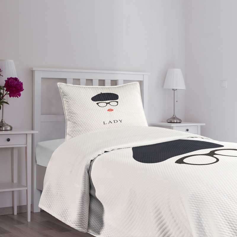 French Woman Wearing Glasses Bedspread Set