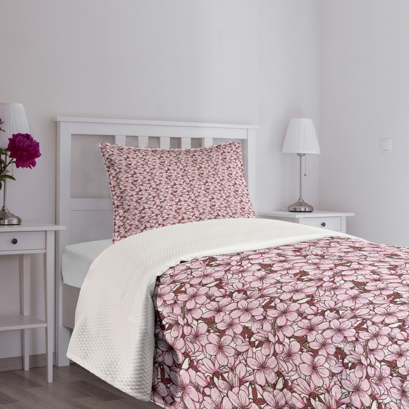 Cherry Flowers Japan Bedspread Set