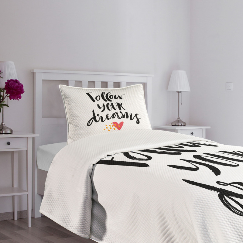 Hand Drawn Brush Lettering Bedspread Set