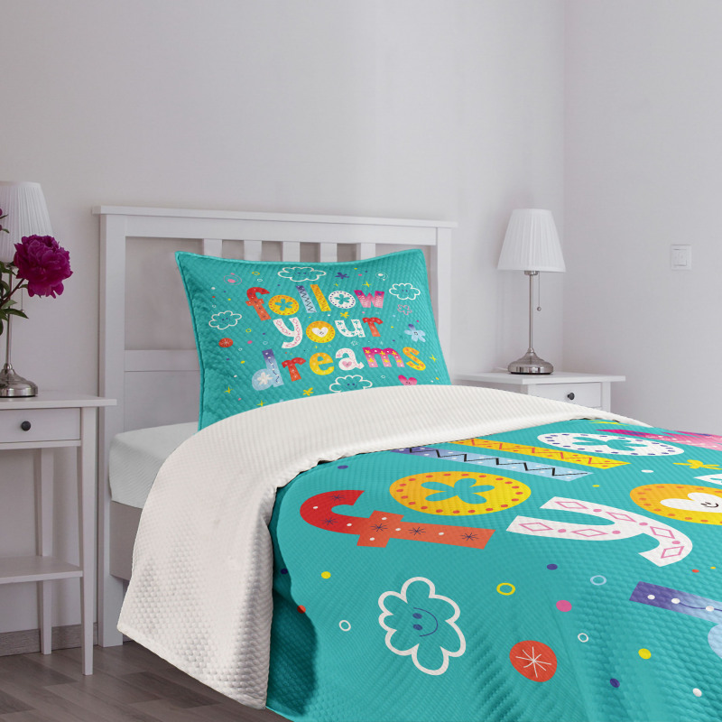 Childish Style Funny Clouds Bedspread Set