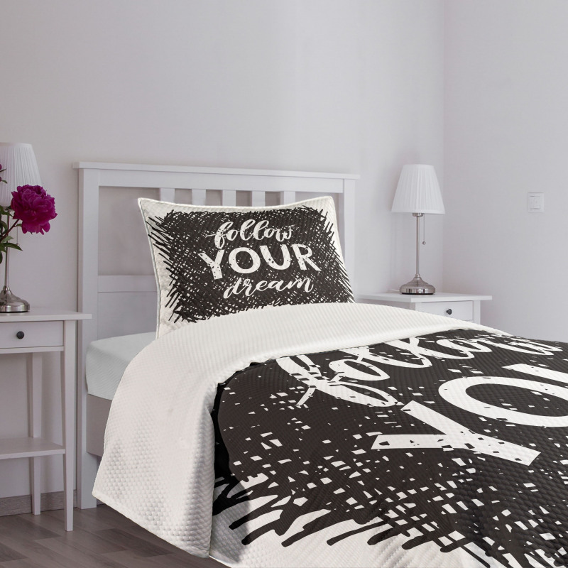 Words Grunge Black Scribble Bedspread Set