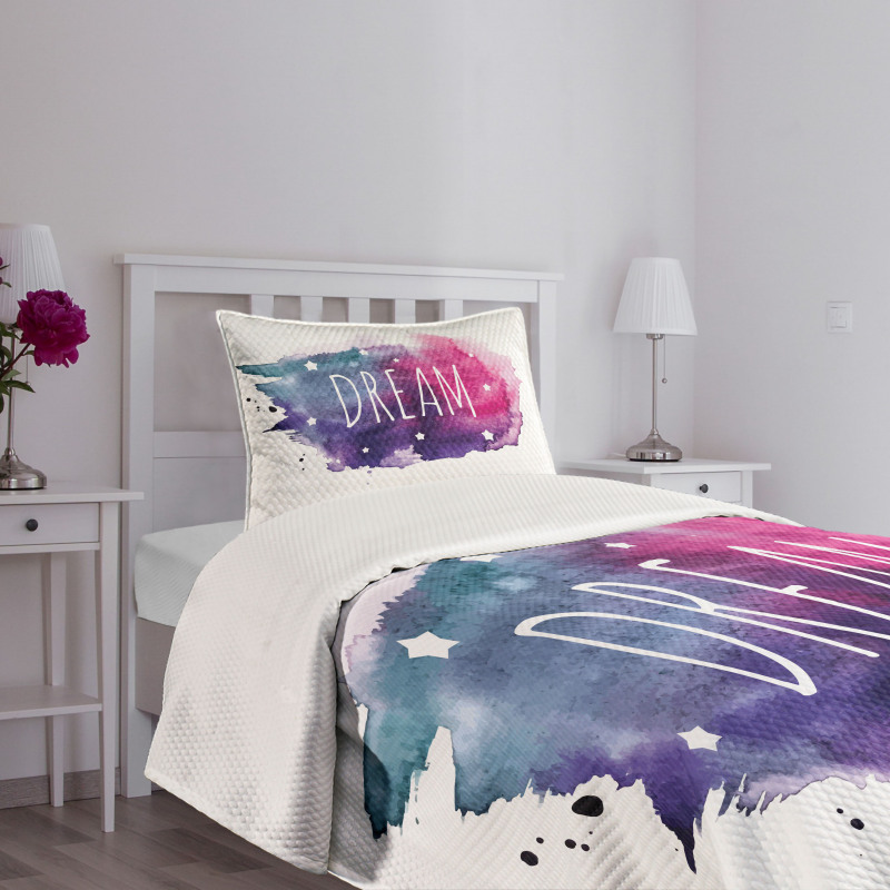 Words with Stars Watercolors Bedspread Set