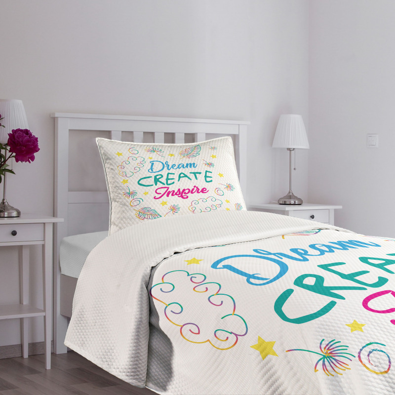 Dream Create Inspire Leaves Bedspread Set