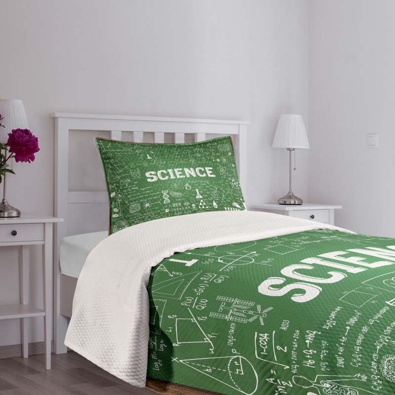 Science Word on Chalkboard Bedspread Set