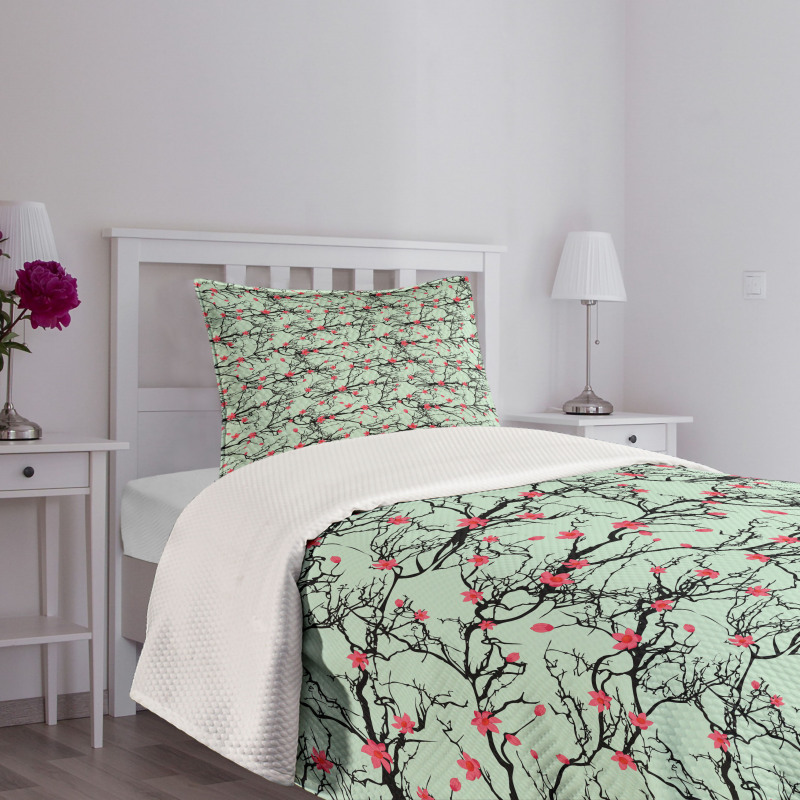 Japanese Sakura Branches Bedspread Set