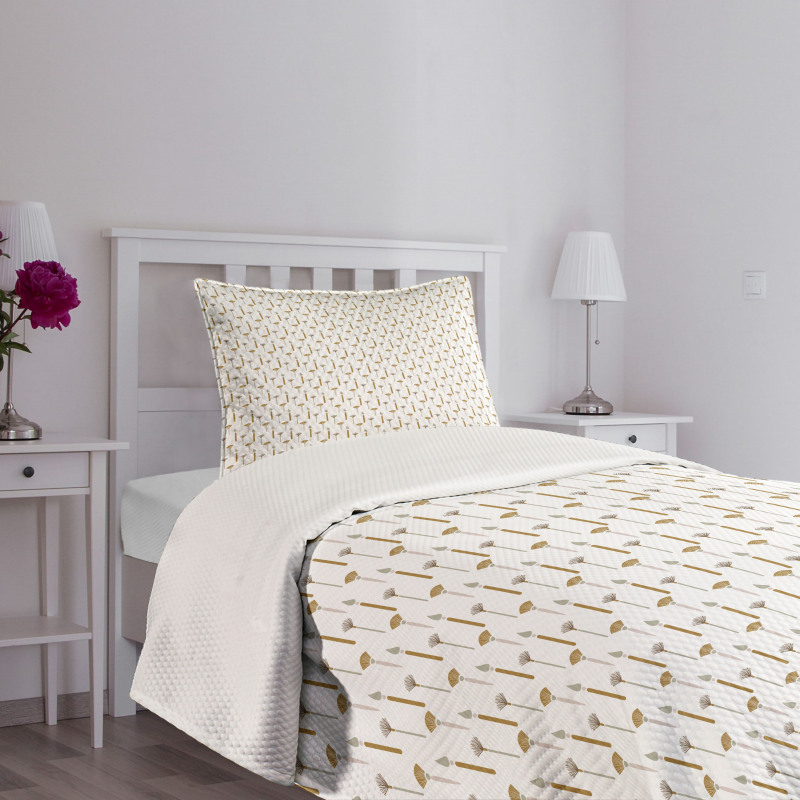 Paintbrushes on White Setting Bedspread Set