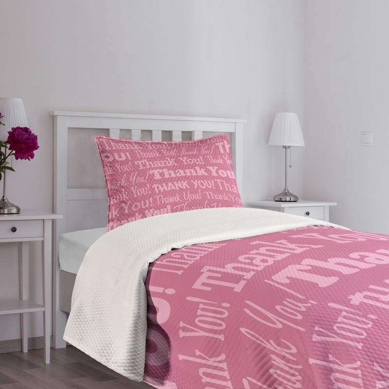 Thankful Message Pink Bedspread Set