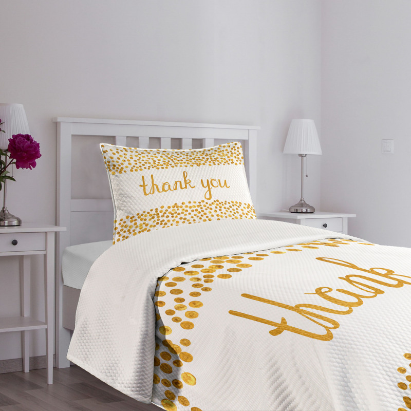 Yellow Tone Dots Cursive Bedspread Set