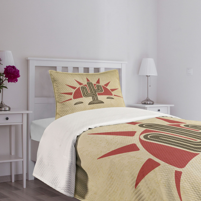 Tribal Saguaro and Sun Bedspread Set