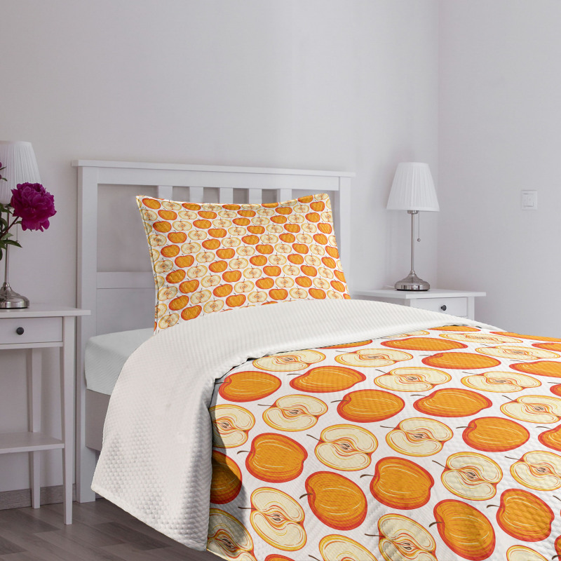 Warm Colored Fruity Items Bedspread Set