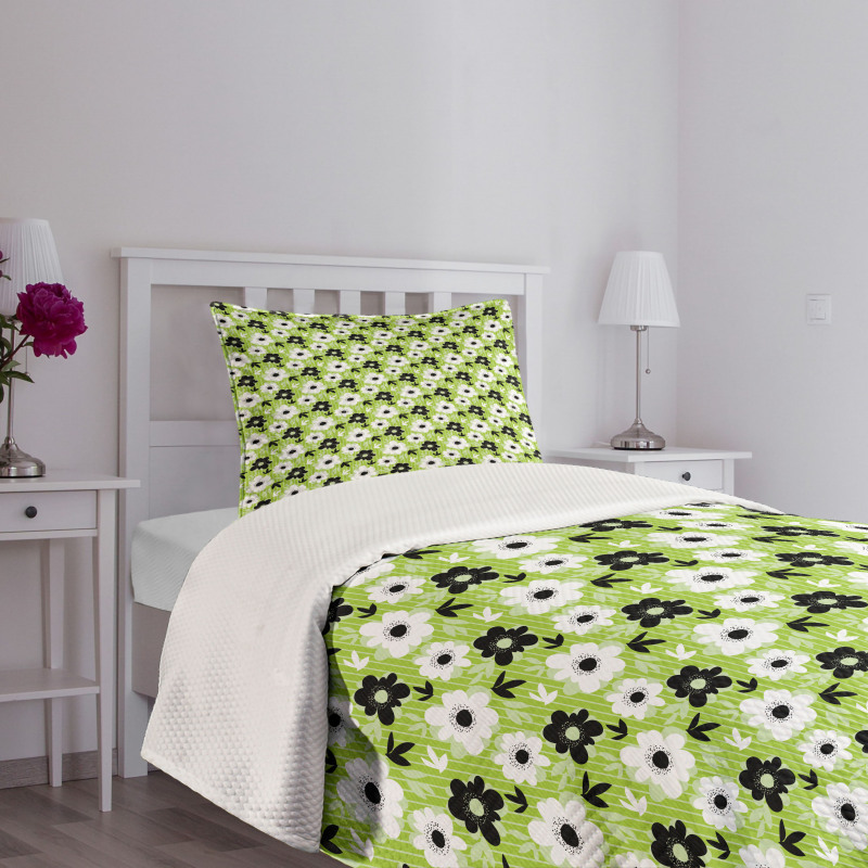 Birds Stripes and Flowers Bedspread Set