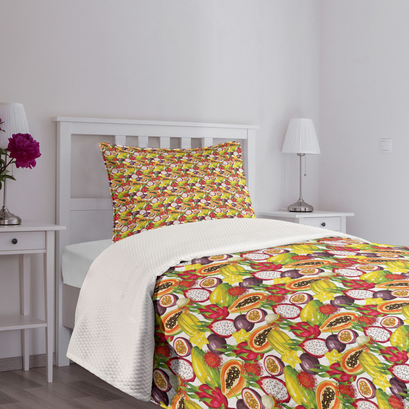 Vegetarian Mango Dragon Fruit Bedspread Set