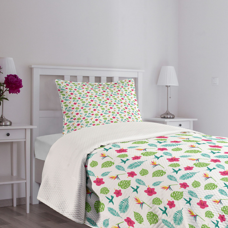 Floral Concept Monstera Fern Bedspread Set