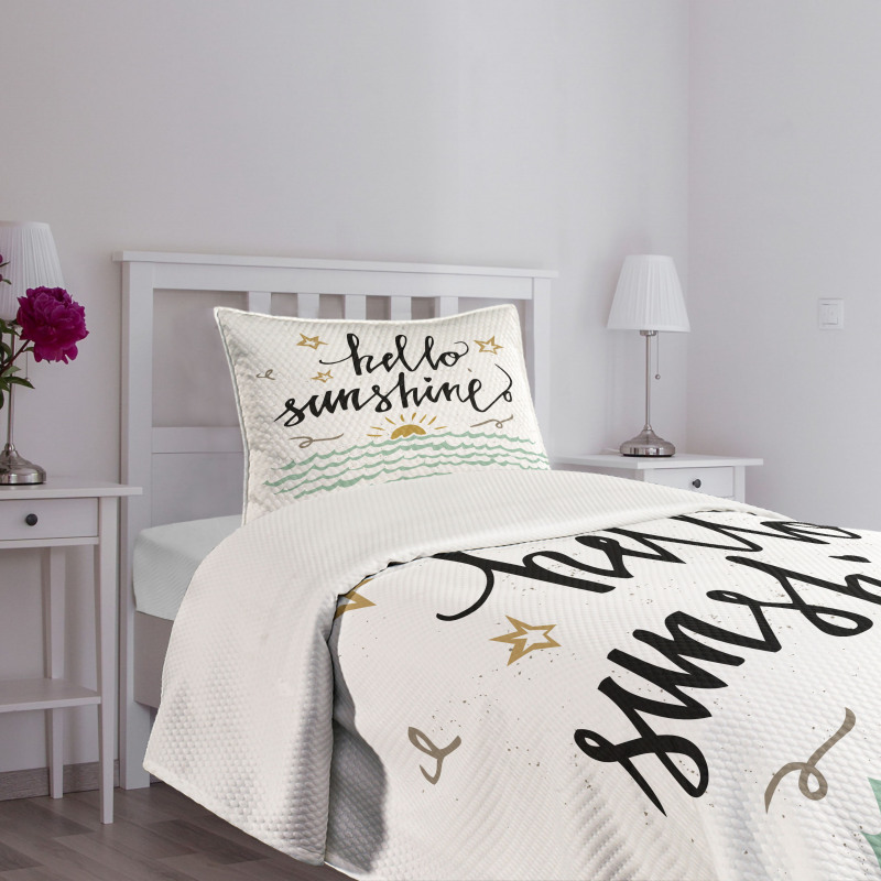 Sunset Scene Words Bedspread Set