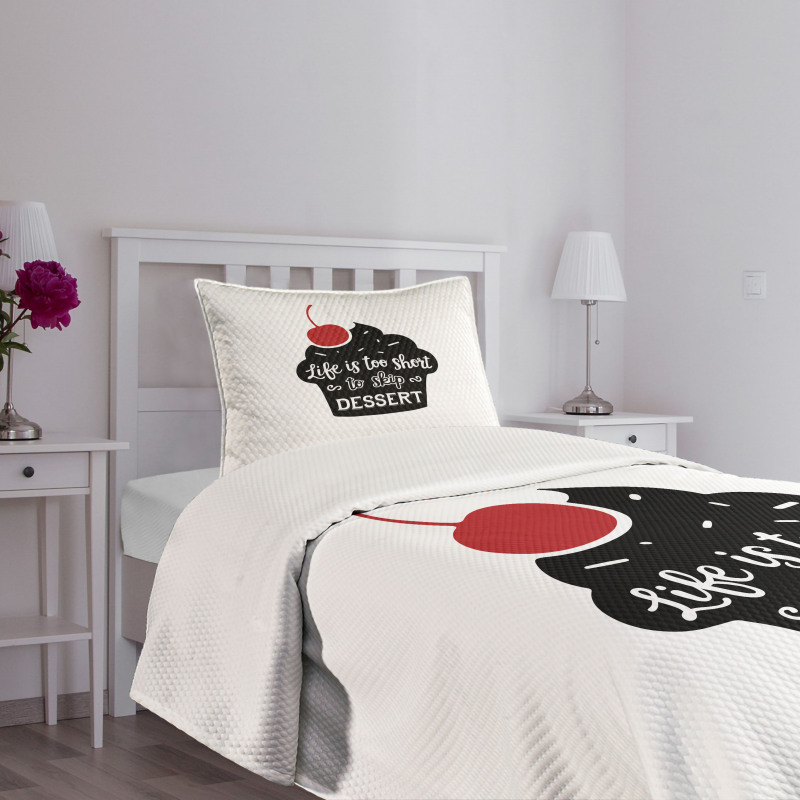 Pastry Silhouette Words Bedspread Set