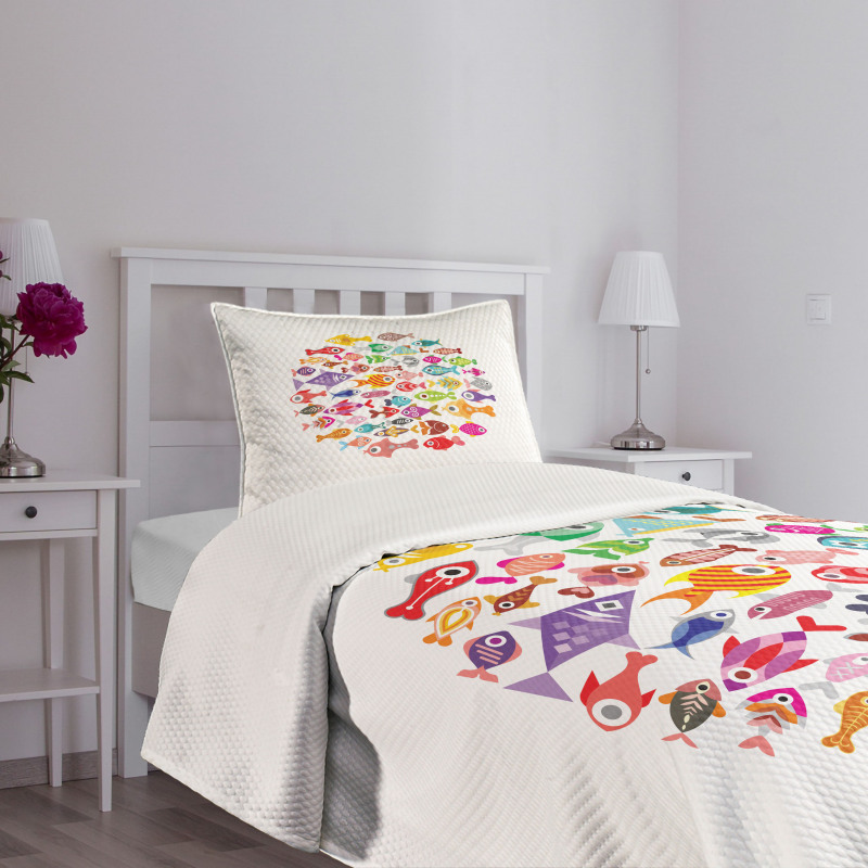 Aquarium Round Colorful Design Bedspread Set