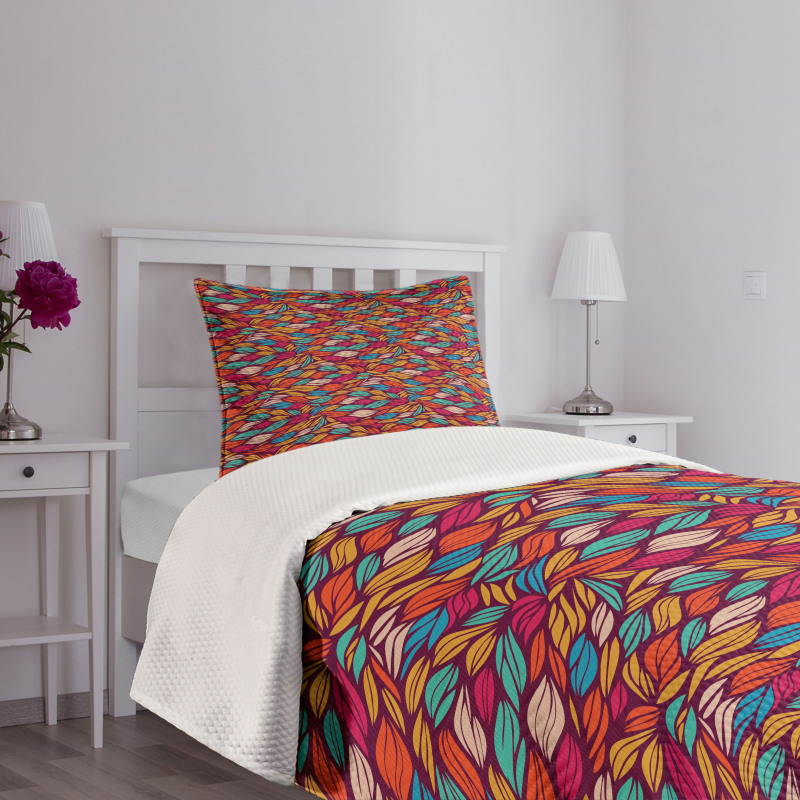 Abstract Warm Tone Waves Bedspread Set